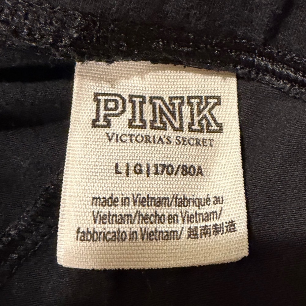 Classic Victoria's Secret PINK Womens Black Cropped Leggings Yoga Pants Size L - Picture 3 of 6